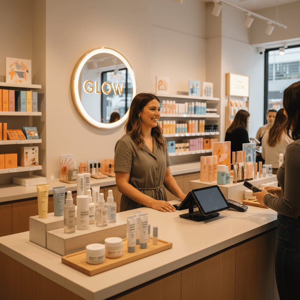 YOB EMPATHY BEAUTY counter and product display area